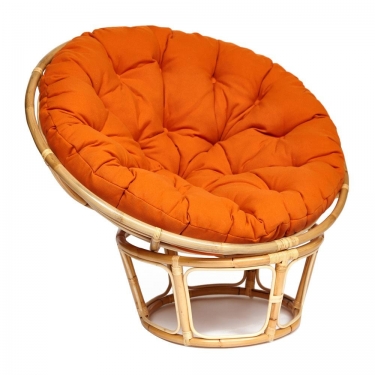 Кресло Tetchair PAPASAN ECO/ПАПАСАН ЭКО P115-1/SP STD /c подушкой, ремешками/ диаметр подушки 122 см, 115x101x92 см, Natural натуральный, ткань Оранжевый, С 23