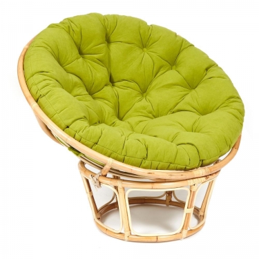 Кресло Tetchair PAPASAN ECO/ПАПАСАН ЭКО P115-1/SP STD /c подушкой, ремешками/ диаметр подушки 125 см, 115x101x92 см, Natural натуральный, флок Олива, 23