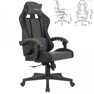 Кресло компьютерное BRABIX BRABIX Striker GM-121 экокожа/велюр Черное/серое