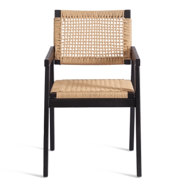 Стул Tetchair VANHEIM дерево вяз/бечевка, черный, 46х45х83 см