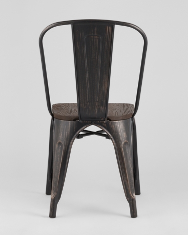 Стул Stool Group Tolix Wood 850 Черная патина с золотом