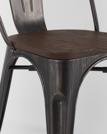 Стул Stool Group Tolix Wood 850 Черная патина с золотом