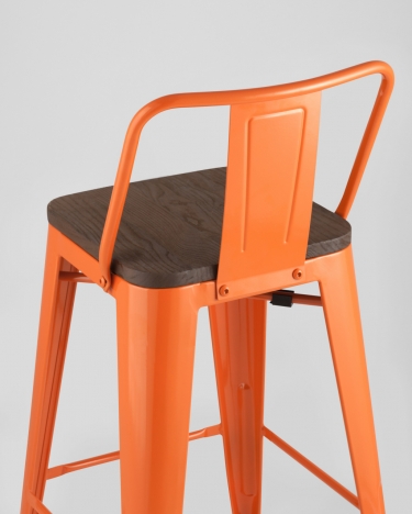 Полубарный стул Stool Group Tolix Wood со спинкой Оранжевый