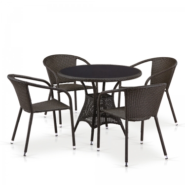 Комплект плетеной мебели Афина-мебель T197ANS-W53/Y137C-W53 Brown 4Pcs