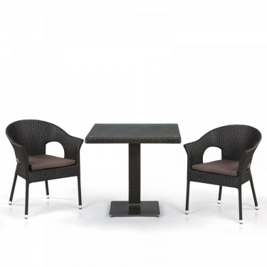 Комплект плетеной мебели Афина-мебель T605SWT/Y97B-W53 Brown 2Pcs