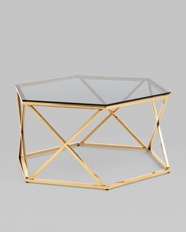 Журнальный столик Stool Group Круз 9380 стекло smoke сталь Золото