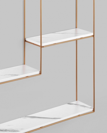 Полка Stool Group Square золотая Белый мрамор