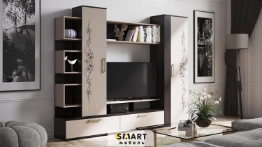Стенка SMART мебель Дакота Венге Цаво/Дуб молочный с рисунком