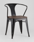 Стул с подлокотниками Stool Group TOLIX ARM WOOD Черный
