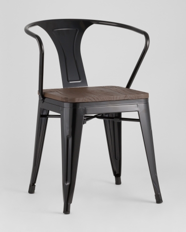 Стул с подлокотниками Stool Group TOLIX ARM WOOD Черный