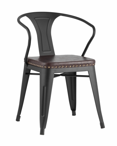 Стул Stool Group TOLIX ARMS SOFT с подлокотниками Черный матовый