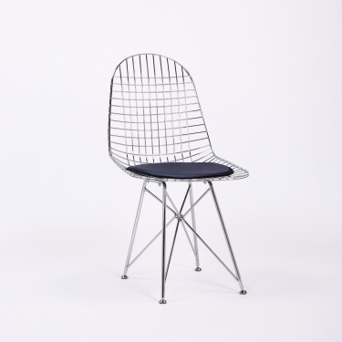 Стул обеденный Stool Group Eiffel из хромированного металла с черной подушкой из экокожи