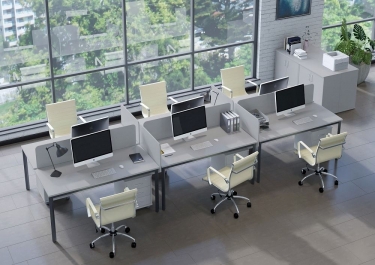 Комплект из 6 рабочих мест Рива SLIM SYSTEM 6РМ Серый-Антрацит
