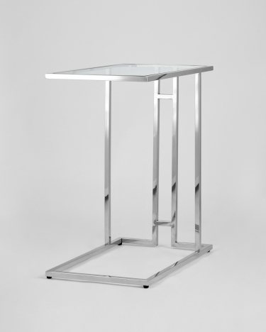 Журнальный столик Stool Group Бостон 50x32 Серебро стекло прозрачное
