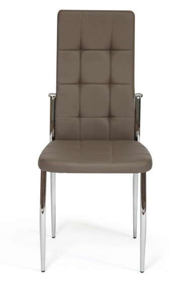 Стул Tetchair ELFO mod.35 металл/экокожа, 45х53х100х47см, хром/пепельно-коричневый