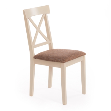 Стул Tetchair Гольфи 2/ Golfi 2 дерево гевея, 455194, ivory white, ткань кор.-зол. 1505-9