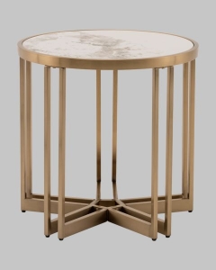 Журнальный столик Stool Group Алиада 55х55 см светлая керамика сталь шампань