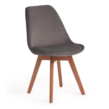 Стул Tetchair TULIP SOFT mod. 74 / 1 шт. в упаковке вельвет/дерево , 54 х 47 х 83 см , светло-серый HLR19/натуральный