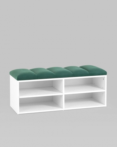 Обувница Stool Group Хольст 2 белая велюр Зеленый