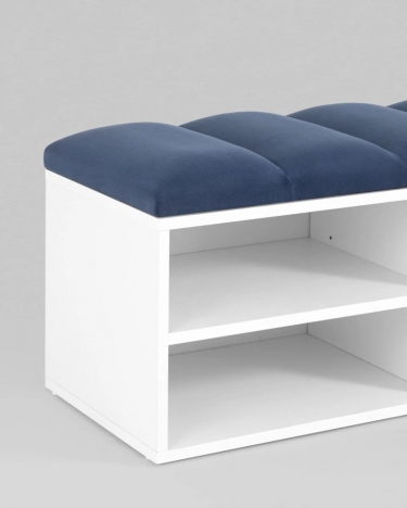 Обувница Stool Group Хольст 2 белая велюр Синий