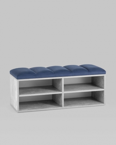 Обувница Stool Group Хольст 2 серая велюр синий