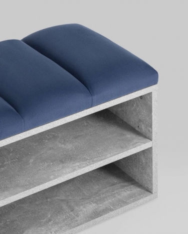 Обувница Stool Group Хольст 2 серая велюр синий