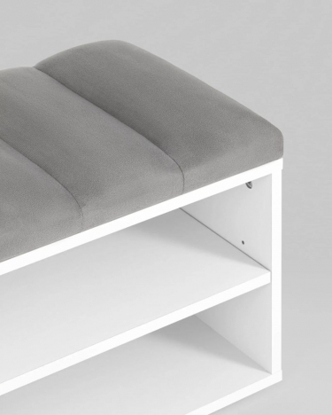 Обувница Stool Group Хольст белая велюр Серый