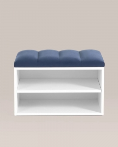 Обувница Stool Group Хольст белая велюр Синий