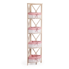 Угловая этажерка Tetchair Secret De Maison ANGULAIRE 4 mod. PE-05 дерево павловния, мдф, 34x34x158см, white белый, ткань - красная клетка