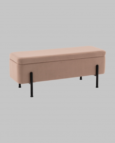 Банкетка Stool Group Болейн с ящиком велюр бежевый черные ножки