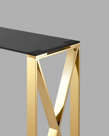 Консоль Stool Group КРОСС 115x30 Золото стекло smoke
