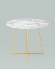 Стол обеденный Stool Group Дакота 100x100 Белый мрамор ножки золото