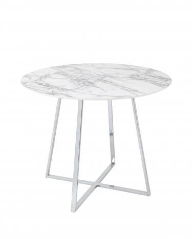 Стол обеденный Stool Group Дакота 100x100 Белый мрамор ножки хром