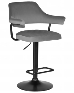 Стул барный DOBRIN DOBRIN CHARLY BLACK серый велюр MJ9-75