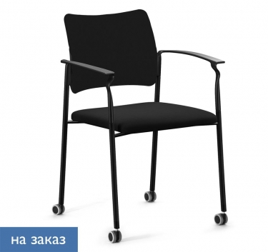 Кресло на колесах, обитое, с подлокотниками Profoffice PINKO UPH cast black SLW 50 Arms Черное