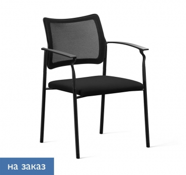 Кресло на черных опорах, с подлокотниками Profoffice Pinko Mesh 4legs black SLW 50 Arms Черное