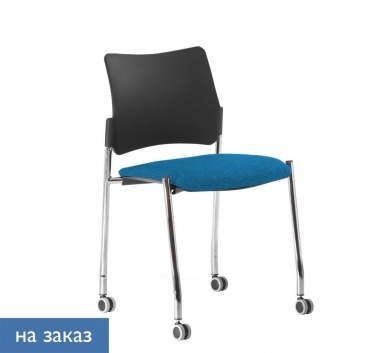 Кресло на колесах, без подлокотников Profoffice Pinko plastic cast SLW 58 noArms Голубой Черный Хром