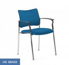 Кресло обитое, на опорах, с подлокотниками Profoffice Pinko UPH 4legs SLW 58 Arm Голубой Черный Хром