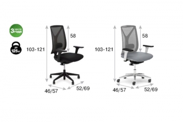 Кресло Profoffice DION Mesh Bl 870 1D alum Jade9502 Серый Хром