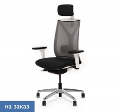 Кресло с подголовником Profoffice DION W Mesh Gr 870 1DW alum SLW 50 headrest Черный Серый Белый Хром