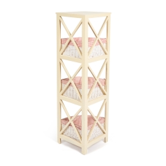 Угловая этажерка Tetchair Secret de Maison ANGULAIRE 3 mod. PE-04 paulownia, мдф, 34x34x123см, butter white слоновая кость, ткань - красная клетка