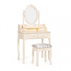 Туалетный столик с зеркалом и табуретом Tetchair Secret De Maison ARNO mod. HX18-263 дерево павловния, мдф, 75х40х141см, butter white слоновая кость