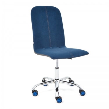 Кресло Tetchair RIO флок/кож/зам , синий/металлик, 32/36
