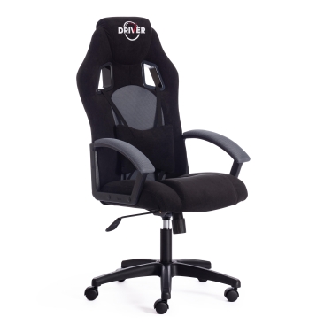 Кресло Tetchair DRIVER флок/ткань, черный/серый, 35/TW-12