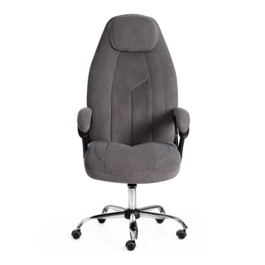 Кресло Tetchair BOSS хром флок , серый/серый перф., 29/29/06