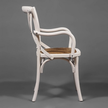 Стул с подлокотниками Tetchair CROSS mod.CB2008 дерево береза, 91х55х52см, butter white