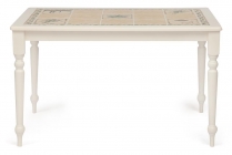 Стол с плиткой Tetchair CT 3349 дерево гевея/плитка, 124х84х75см, butter white, Рисунок - Прованс с бордюром