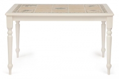 Стол с плиткой Tetchair CT 3349 дерево гевея/плитка, 124х84х75см, butter white, Рисунок - Прованс с бордюром