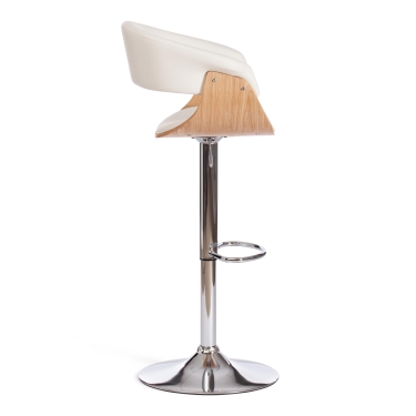 Барный стул Tetchair VIMTA mod.4021S металл/дерево/экокожа, 60х51х91,5-112,5 см, высота сиденья 61,5-82,5 см, белый/натуральный/хром