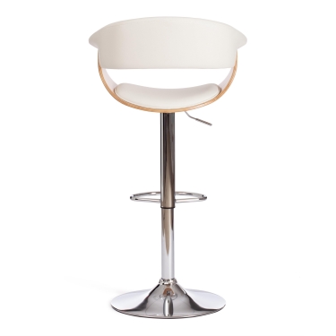 Барный стул Tetchair VIMTA mod.4021S металл/дерево/экокожа, 60х51х91,5-112,5 см, высота сиденья 61,5-82,5 см, белый/натуральный/хром